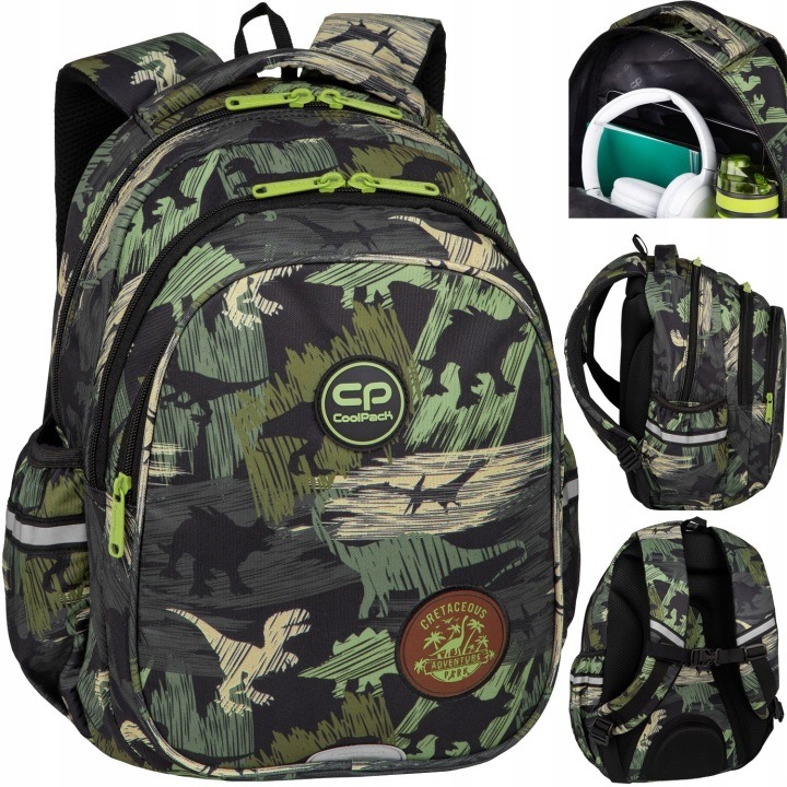 CoolPack Jerry Adventure Park Dino školský batoh pre chlapcov 1.–3. ročník – 2 priehradky, organizér, hrudný pás