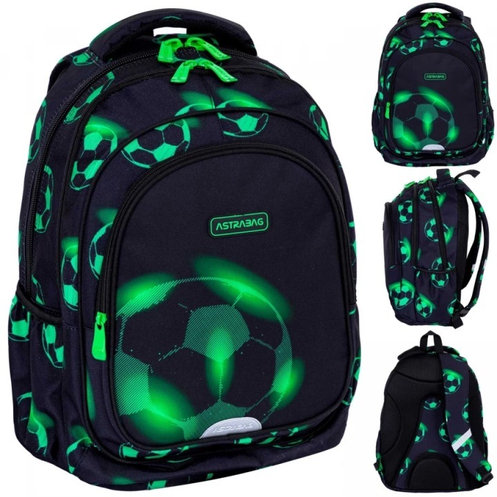 AstraBag AB300 Neo Football školský batoh pre chlapcov – futbalový dizajn, 27 l, Ergo Back systém