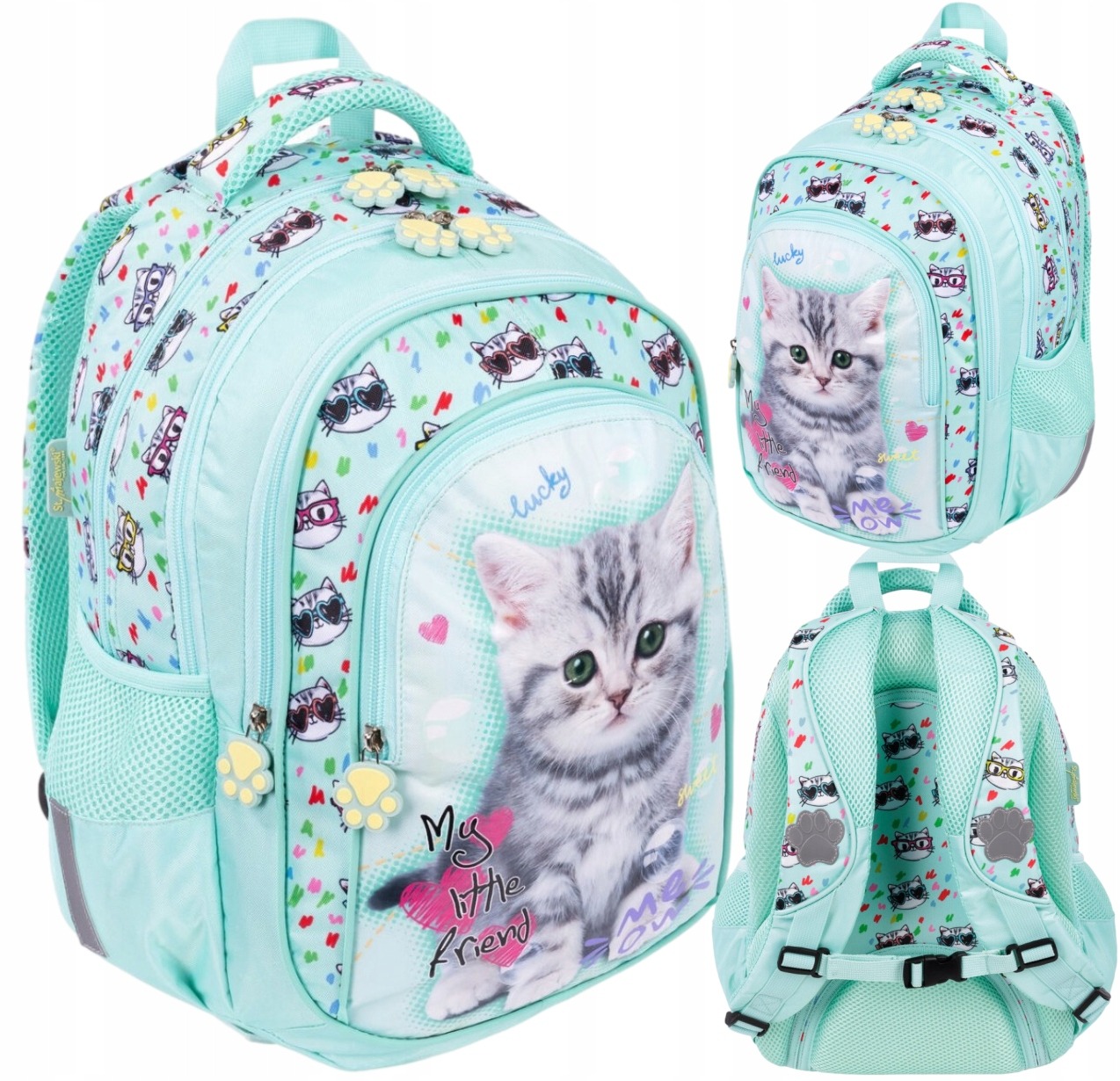 St. Majewski My Little Friend Mint Kitty školský batoh pre dievčatá 1.–3. ročník 22 l