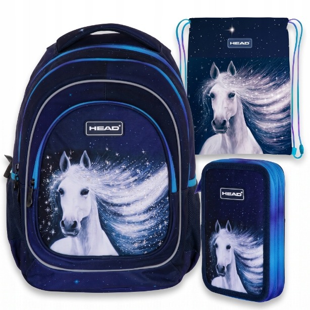 HEAD Galaxy Unicorn školský set pre dievčatá – batoh, peračník a taška s motívom jednorožca