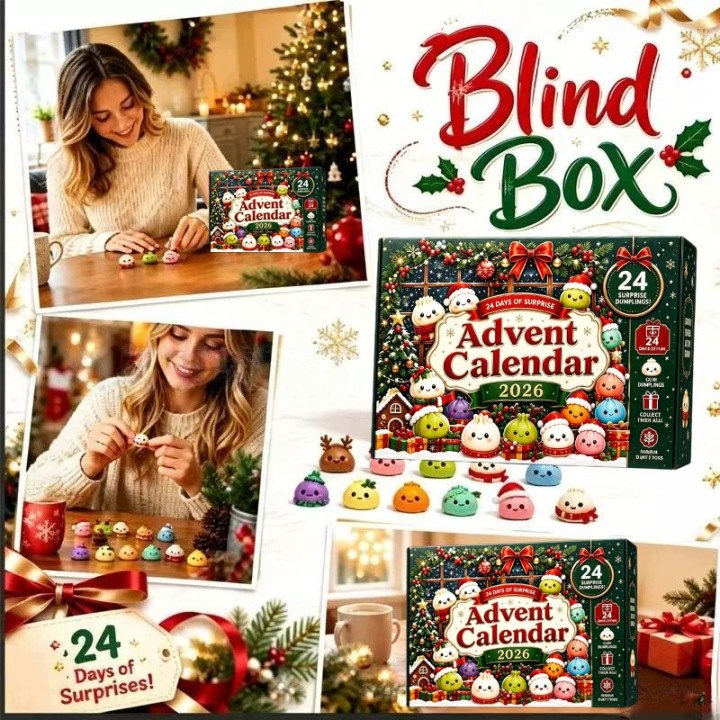Goaduoynt adventný kalendár 2026 s 24 figúrkami Squishy