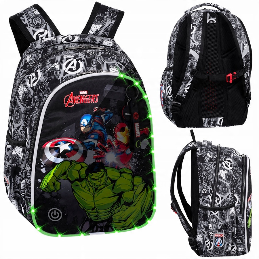 Školský batoh Coolpack Jimmy LED Avengers 18L so svietiacimi pásmi