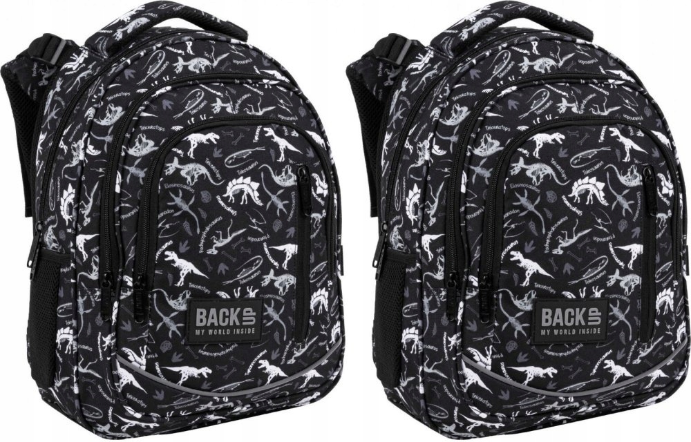 Dětský batoh s motivem dinosaurů a fosílií Back Up R 114, černý
