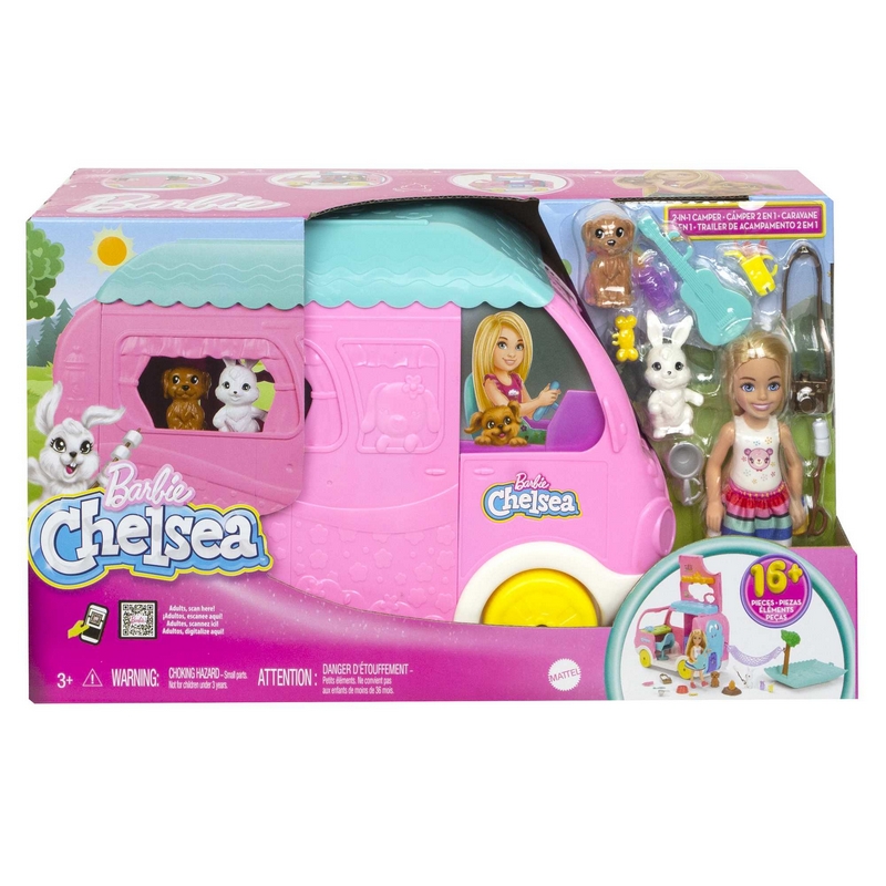 Barbie Chelsea Ružový táborník + bábika Chelsea + 14 doplnkov HNH90