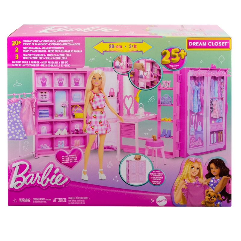 Mattel Barbie Pastel Dream Wardrobe s bábikou, oblečením a doplnkami, viac ako 25 herných dielikov HXD58