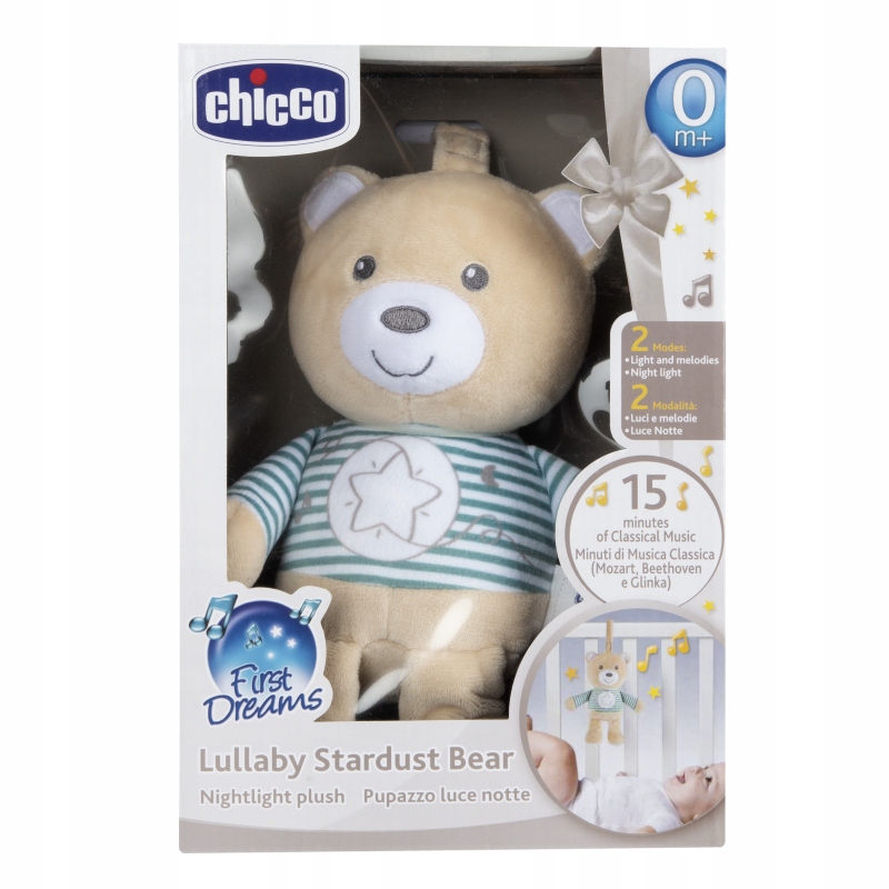 CHICCO Hudobná lampa s medvedíkom, plyšová hudba