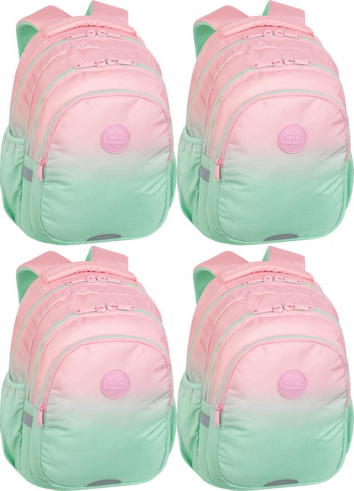 Školský batoh Coolpack Jerry Gradient s dvoma priehradkami a puzdrom na fľašu - jahodovo-zelený