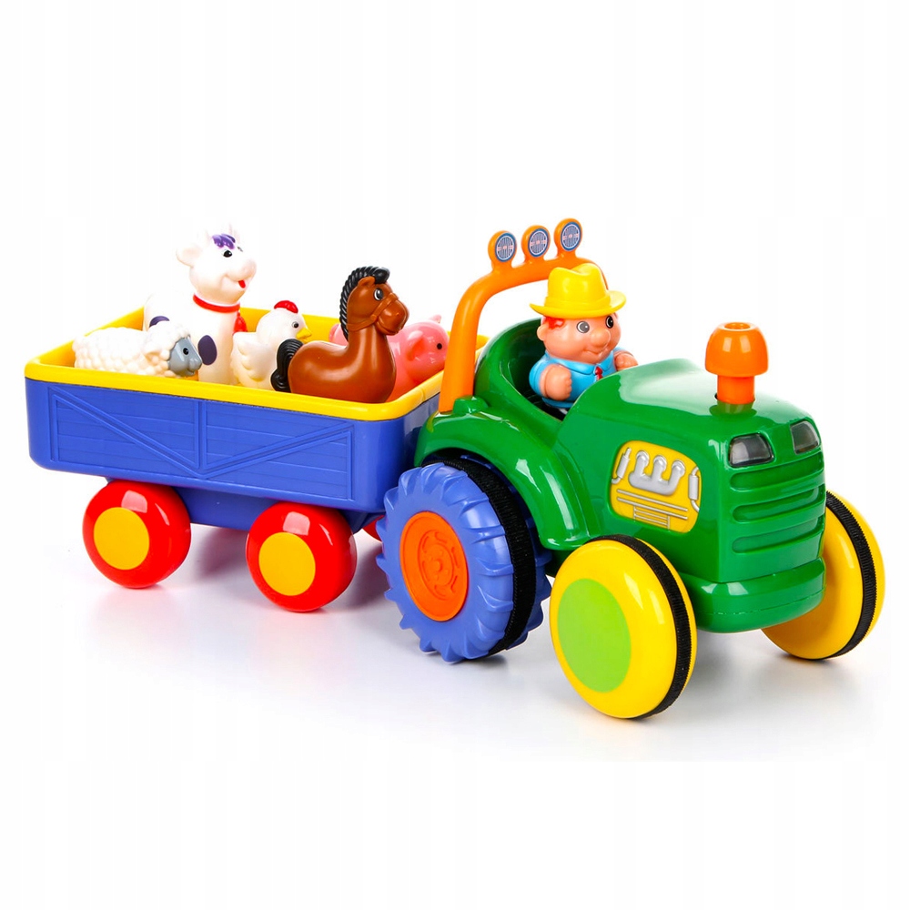 Farmársky traktor Dumel s prívesom a zvieratami