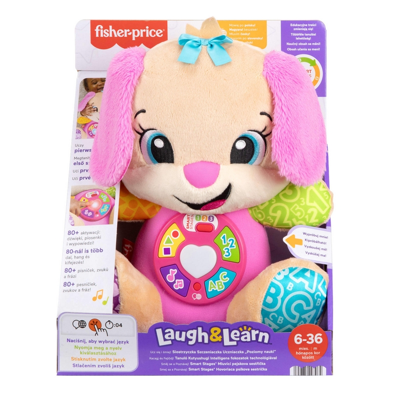 Fisher-Price "Smievaj sa a uč sa!" Šteniatko Sister Schoolgirl 2025 Levels Learning (2025) (POL/ANG/CZ/SL/HU)