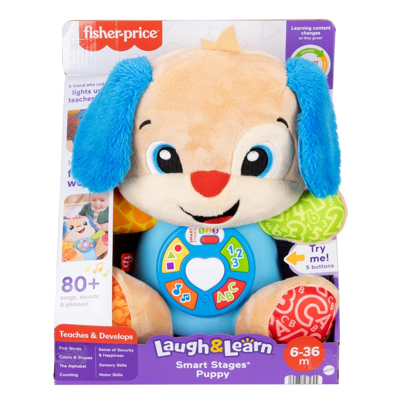 Fisher-Price „Smiaj sa a uč sa!“ Šteniatko pre školákov – úrovne učenia (2025) (POL/ANG/ČZ/SL/HU)