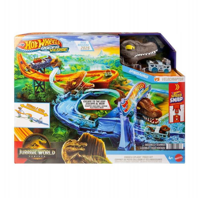 HOT WHEELS RACER VERSE JURSKÝ SVET Naháňačka dinosaurov na mori, pretekárska dráha