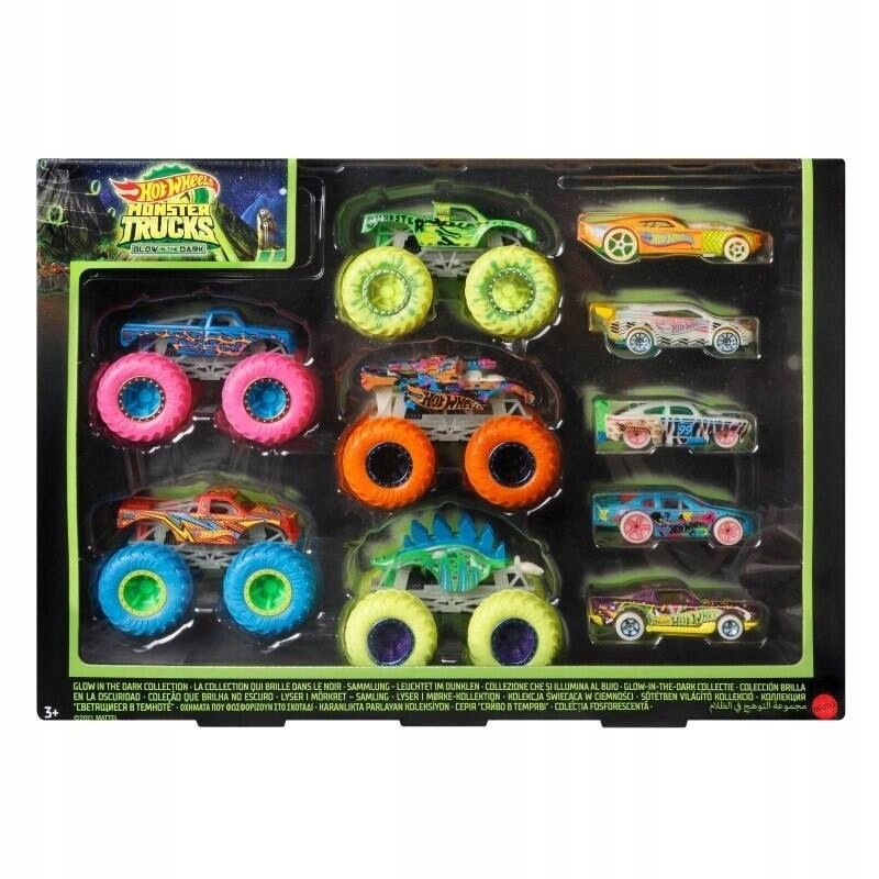 Viacbalenie vozidiel Hot Wheels Monster Trucks 1:64 svietiace v tme