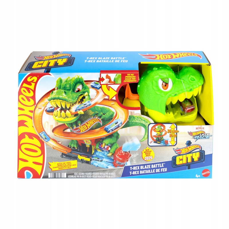 Hot Wheels Crazy Track T-Rex hasičská zbrojnica JBM73
