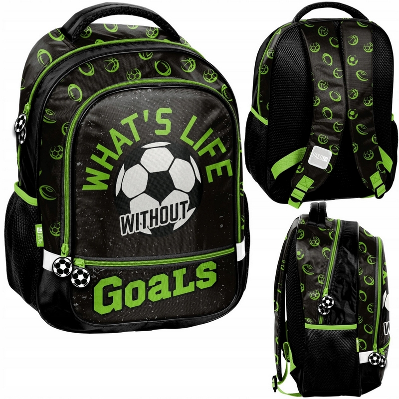 Školský batoh Paso s futbalovým motívom "What's Life without Goals"