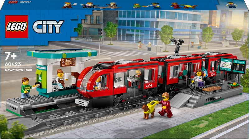 LEGO City 60423 City 60423 Električka a zastávka v centre mesta