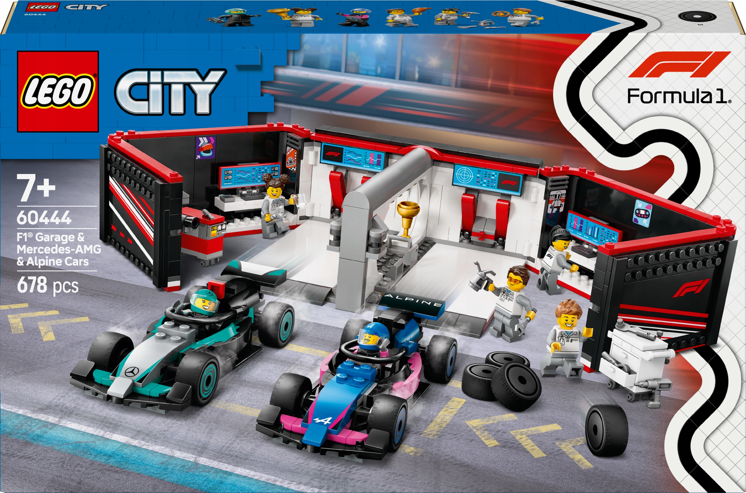 LEGO City 60444 Garage City 60444 autá F1 a Mercedes-AMG a Alpine