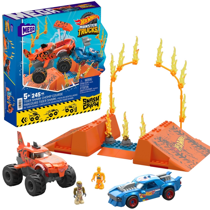 Mega Construx Hot Wheels Monster Trucks sa zrazí s Tiger Shark HKF88