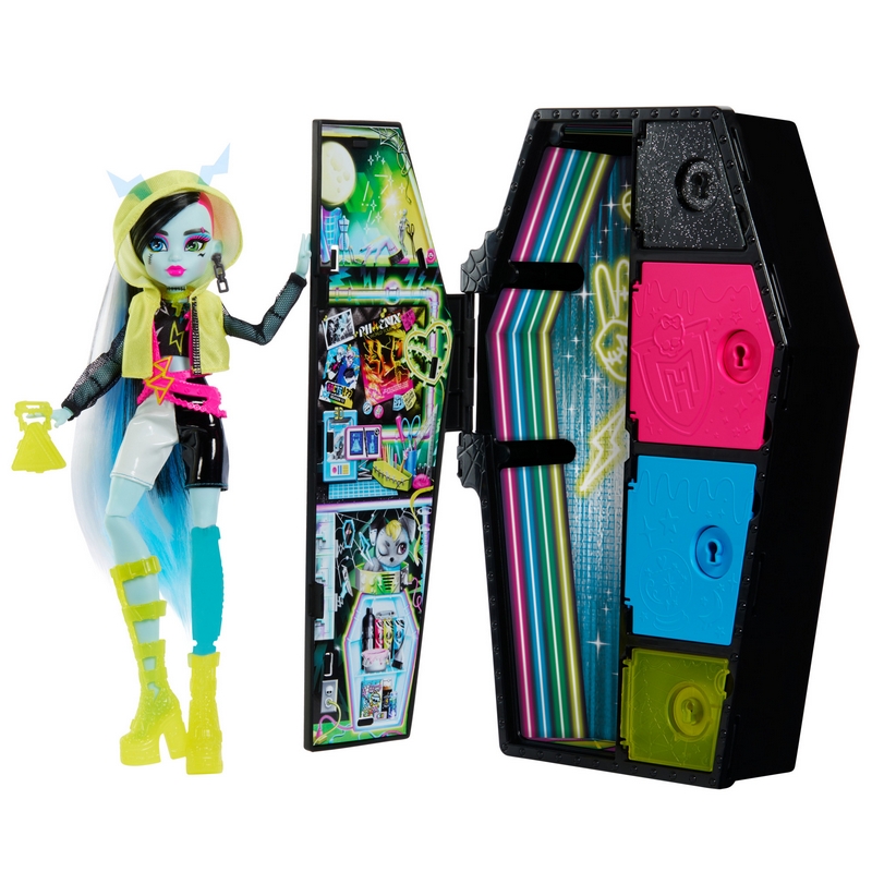 Monster High Frankie Stein Scary Secrets 3. séria Neónová sada HNF79