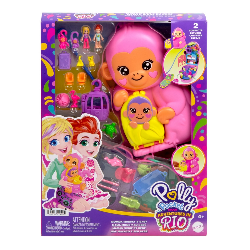 POLLY POCKET Kompaktná hracia sada s opičkou v peňaženke HWP04