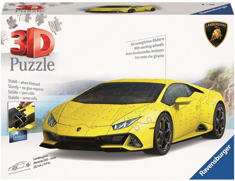 3D puzzle Lamborghini Huracán Evo žlté 108 dielikov