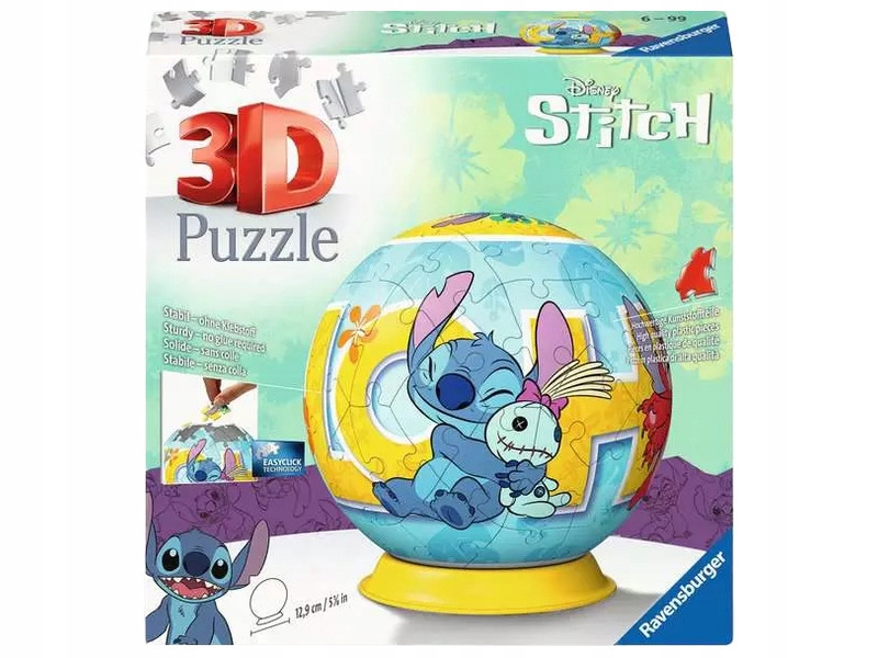 3D puzzle RAVENSBURGER Disney Stitch Ball 11596 (72 dielikov)