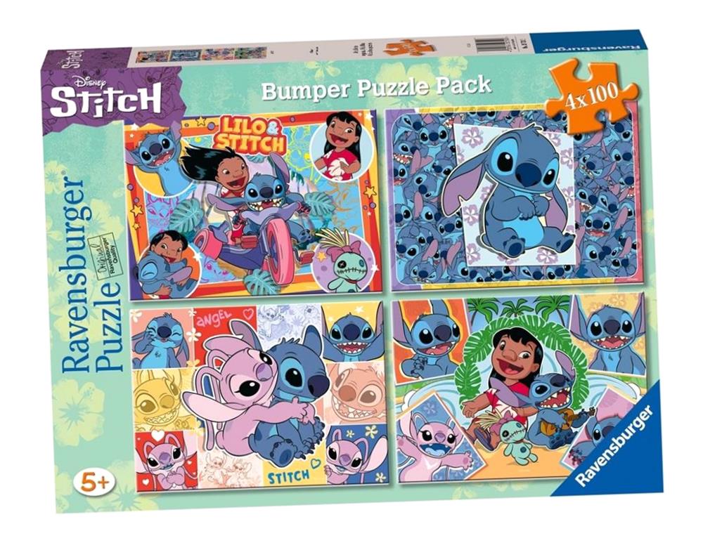 Ravensburger 400-dielne puzzle 2D Stitch 4x100 dielikov detské puzzle