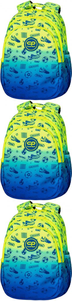 Školský batoh Jerry 21L Football 2T pre 1. triedu, žlto-modrý, futbalový dizajn