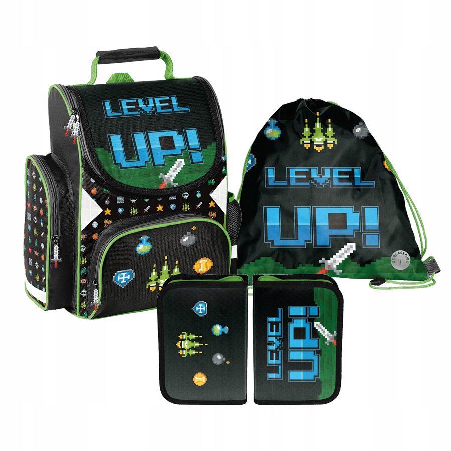 Kúpte si kompletnú školskú výbavu Paso Level Up! - batoh, vrecko na obuv a puzdro