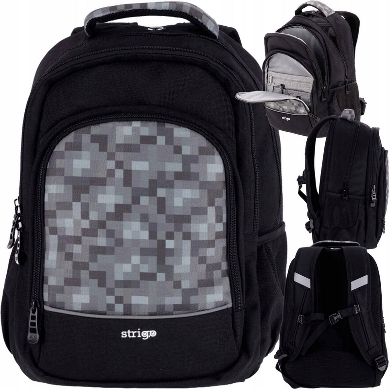 STRIGO Misty+ Blocks školský batoh pre chlapcov, Pixel Grey