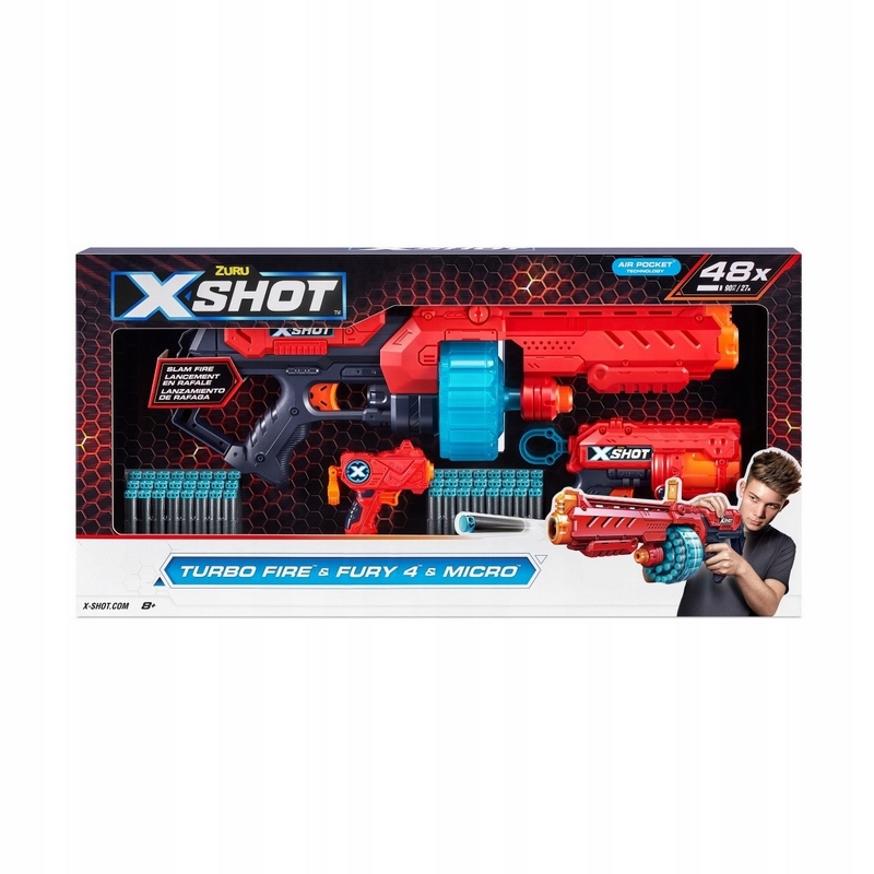 Zuru X-Shot Turbo Fire + Fury 4 + Mikro odpaľovač