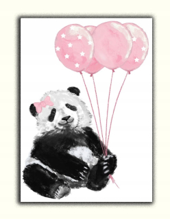 Obráz do detskej izby - 1 PC plagát Panda Malé balóny Rose 50x70