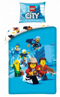 Detský set paplón, vankúš - 140x200 LEGO City blokuje hasičskú políciu