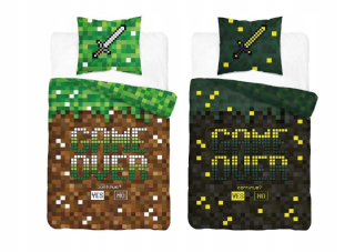 Detský set paplón, vankúš - 160x200 mládežnícke podstielky zelené bloky 4472A