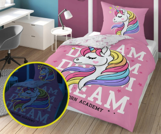Detský set paplón, vankúš - 160x200 podstielka s konskými koňmi jednorožca 05