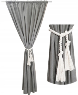 Detské závesy - 1pc boho 250 cm grafit
