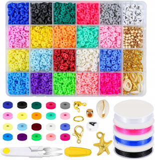 24 Farby akrylové korálky 6 mm na DIY náramky