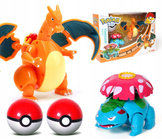 Pokémon - 2xPokeball Clip + skladacia figúrka Pokémona Pikachu