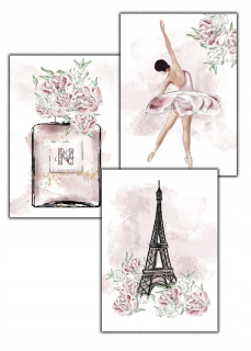 Obráz do detskej izby - 3 plagát balerína Paris Parfum A4