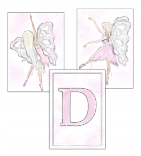 Obráz do detskej izby - 3 plagátové baletky Roses baleríny Názov a4