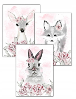 Obráz do detskej izby - 3 PCS Plagát Meter Rabbit 30x40