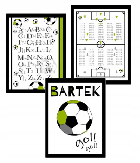 Obráz do detskej izby - 3 S plagát futbalový rám abecedy guľa 30x40