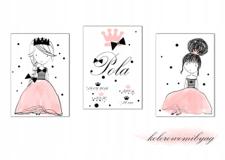 Obráz do detskej izby - 3 ks poster Princess Metric Roses 30x40