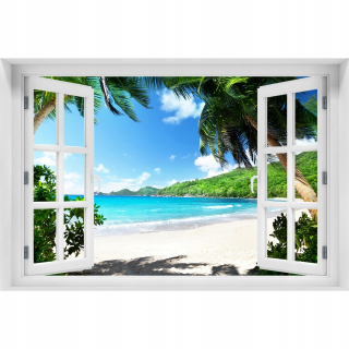 Destké samolepky - 3D Wall Window Sticker Seychel Beach 90x60