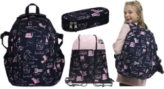 Školská taška, batoh - 3In1 batoh ceruzka puzdro vrece st.right mačky kitty bp-01