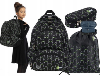 Školská taška, batoh - 3IN1 BACKPACK BP-07 PENSKING CASE ST.RIGHT Reflexné mačky