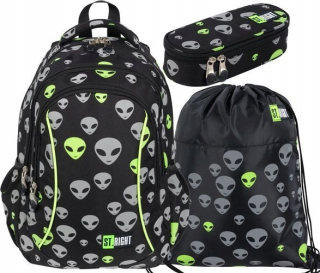 Školská taška, batoh - 3IN1 BACKPACK BP-26 STRIGHT ALIENS Reflexné cudzincov