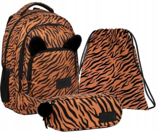 Školská taška, batoh - 3In1 batoh puzdro ceruzky a vrece tiger zálohovanie derform