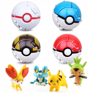 Pokemon -  4ks figurín Pokemon Pokeball Toy + Figurine