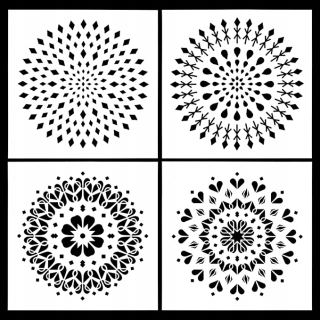 Šablóny na stenu - 4x šablóna maľovania pre maľovanie mandala 30x30 cm