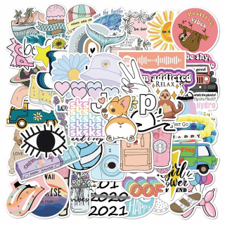 Balenie samolepiek 50 ks Kawaii 2021 VSCO